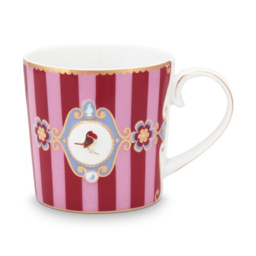 Mug small love birds stripes medallion red-pink 150 ml
