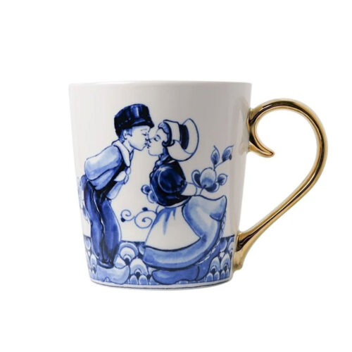 Heinen Delfst Blauw - Mok Kissing Couple Goud